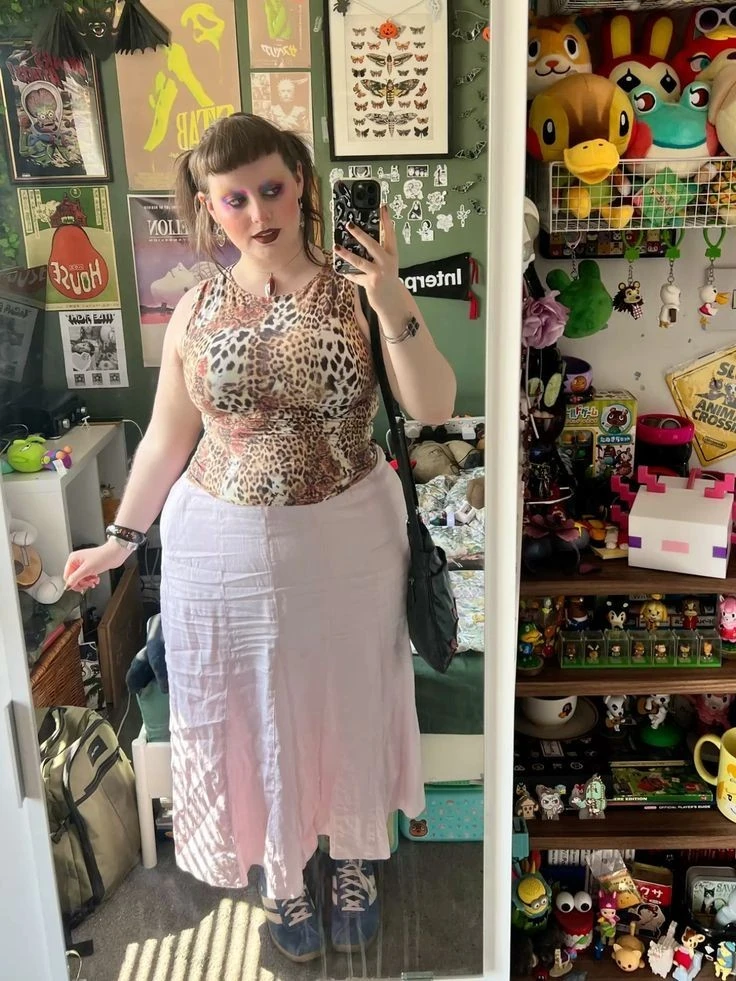 Leopard Print Top with Flowing Midi Skirt