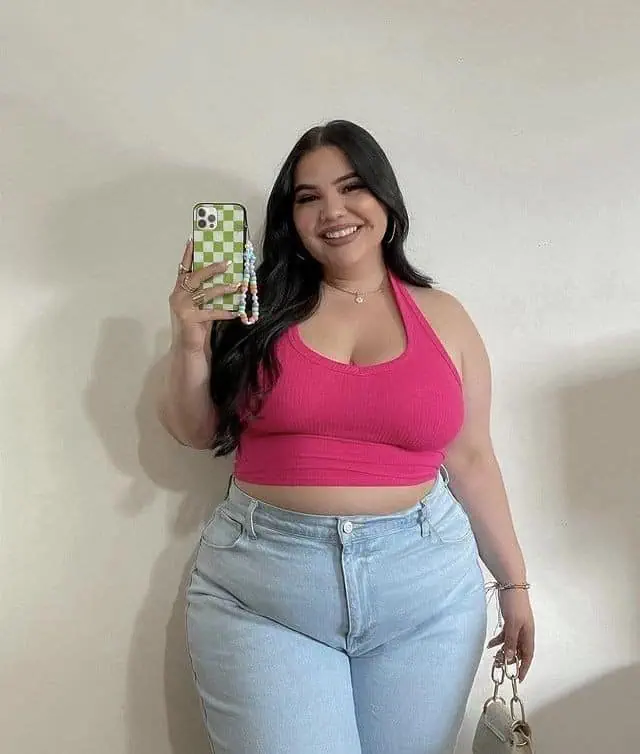 Bright Crop Top with Classic Denim