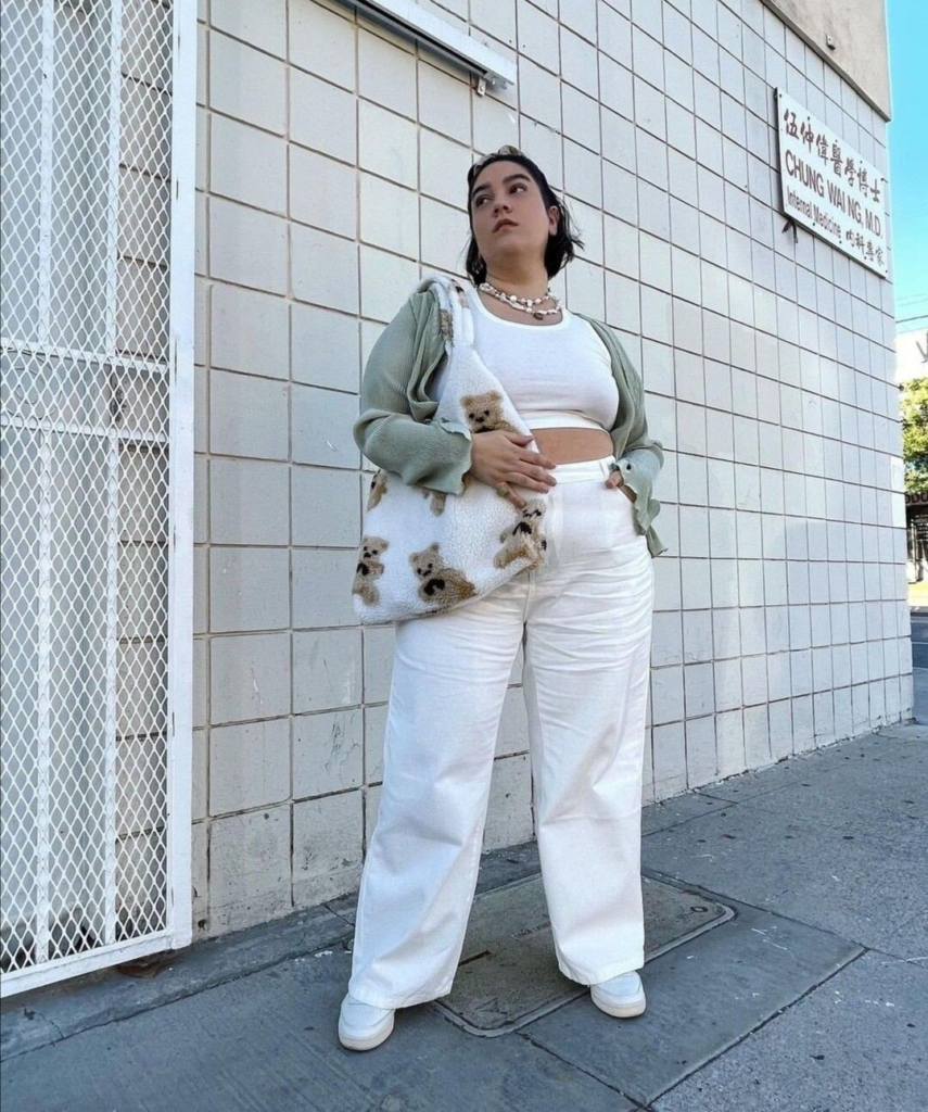 Oversized Cardigan with Relaxed White Pants