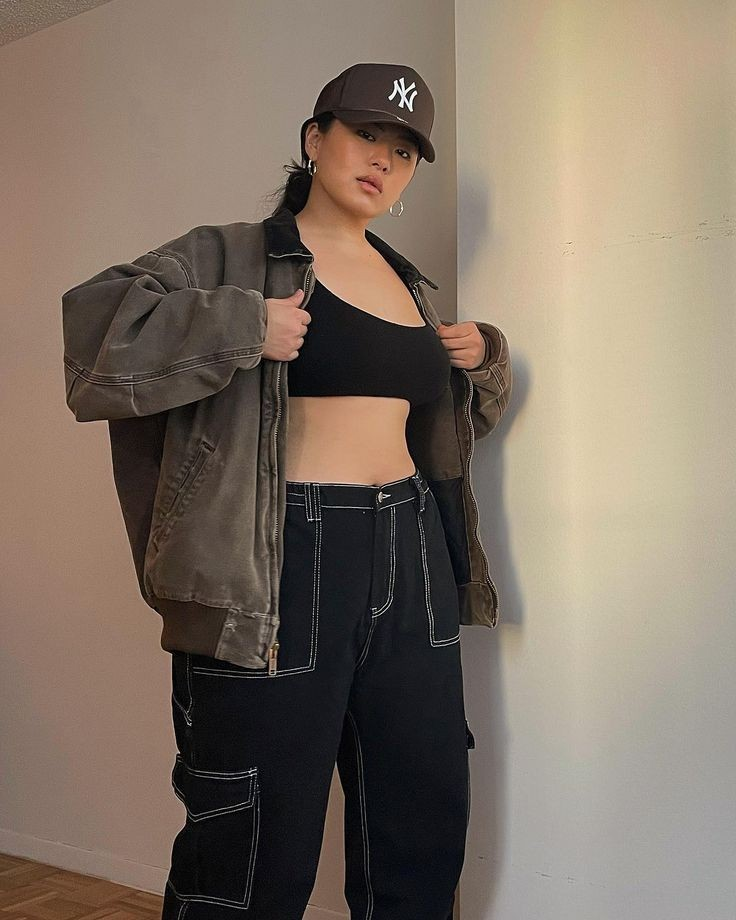 Oversized Denim Jacket with Cargo Pants