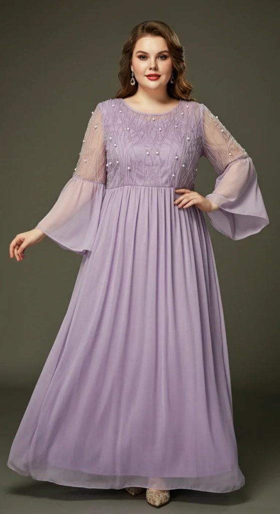 Ethereal Layered Maxi Dress with Wing Sleeves
