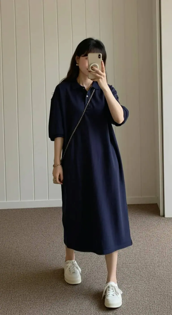 Oversized Polo Dress with Canvas Shoes