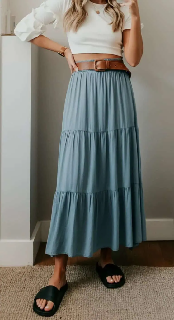 8. Tiered Maxi Skirt & Crop Top