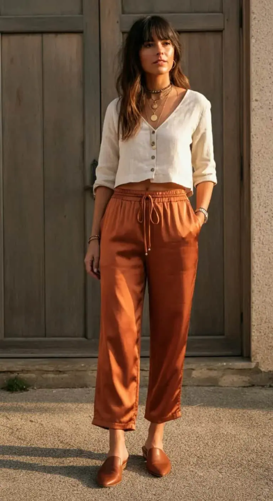 15. Drawstring Pants & Structured Crop Top