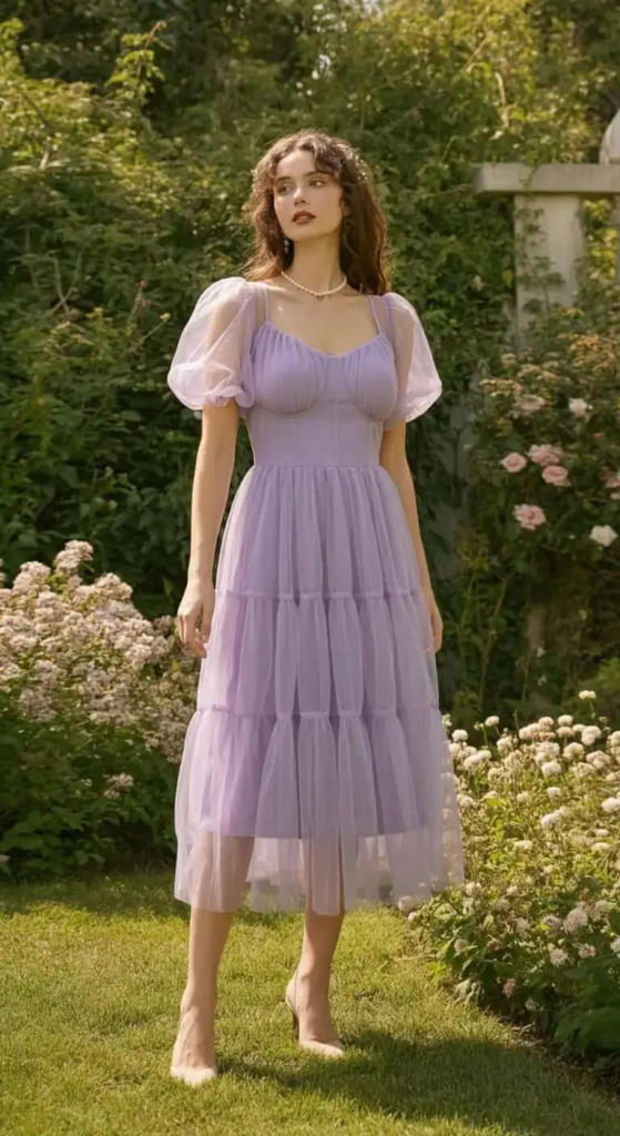 Lavender Tulle Midi Dress