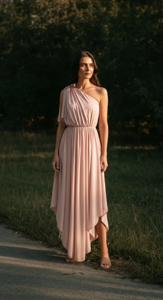 Blush Pink Asymmetric Dress