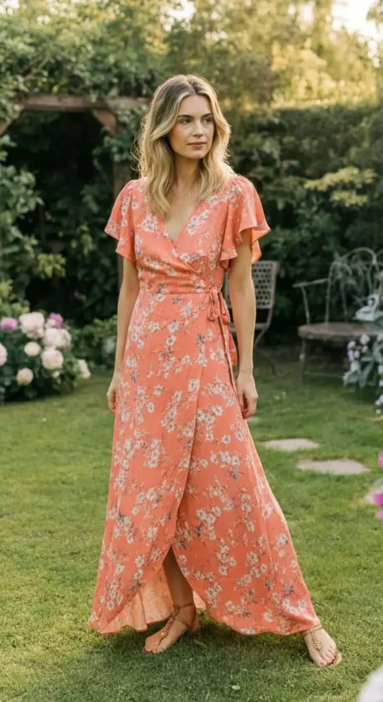 Coral Print Maxi Dress