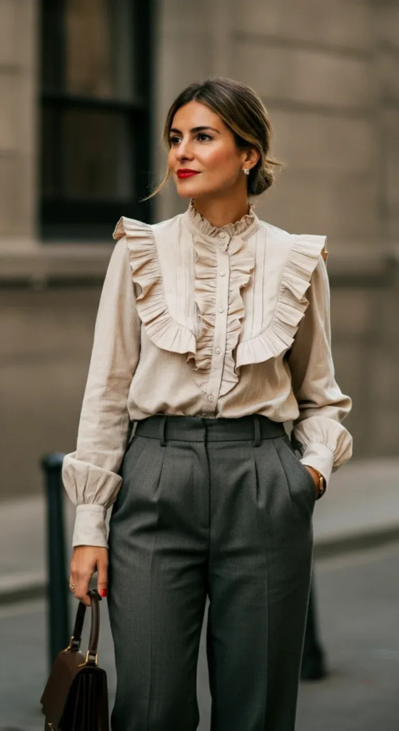 Outfit 12: Ruffled Blouse with Slacks