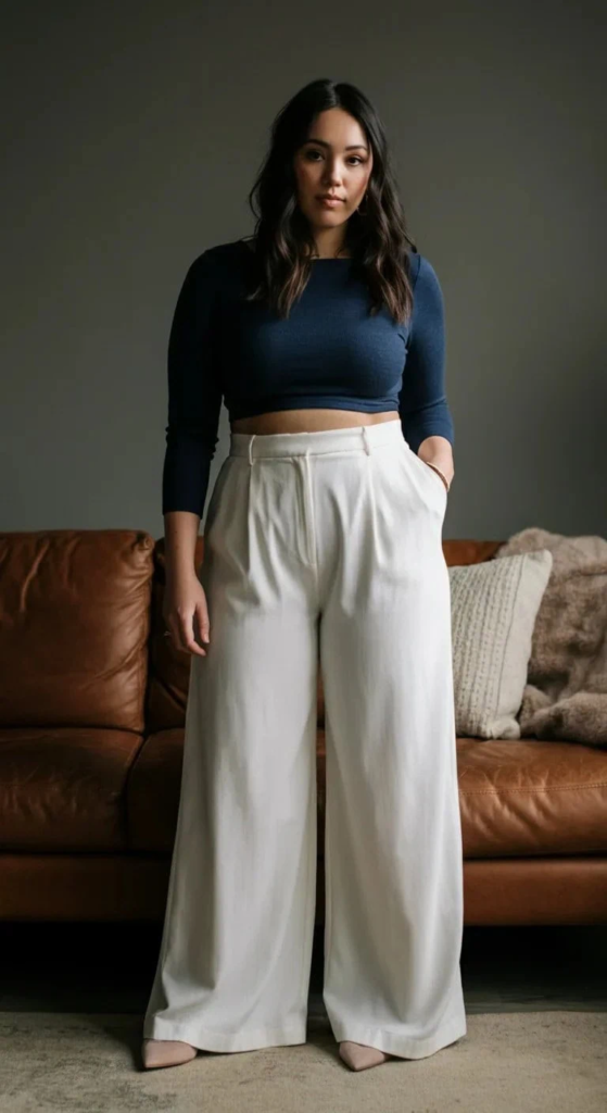 High-Waisted Palazzo Pants and Crop Top
