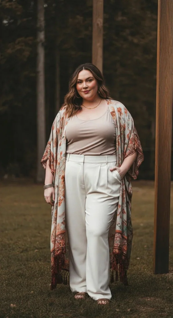 Kimono-Style Cover-Up with Slim Pants