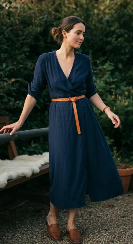 Wrap Dress with Statement Belt