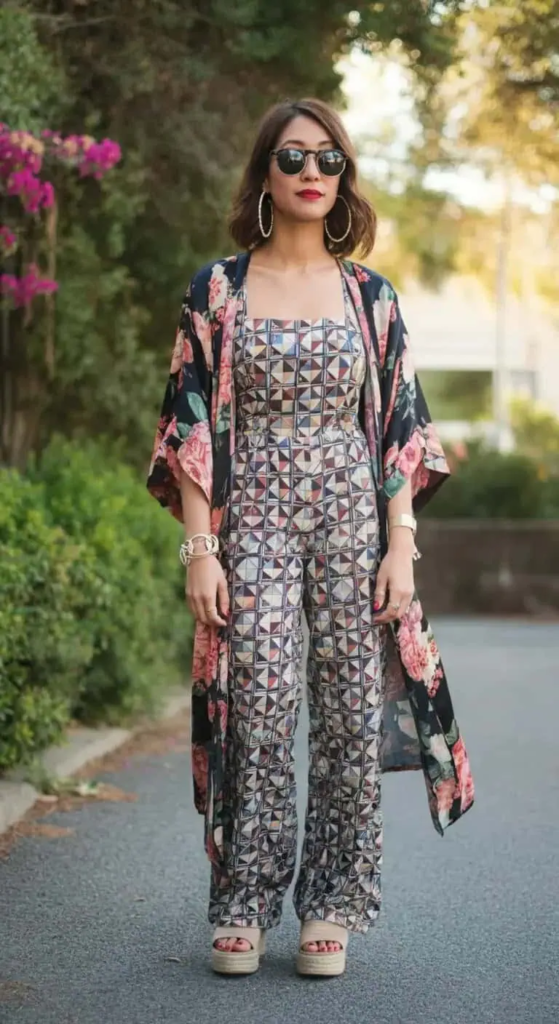 Printed Jumpsuit with Kimono