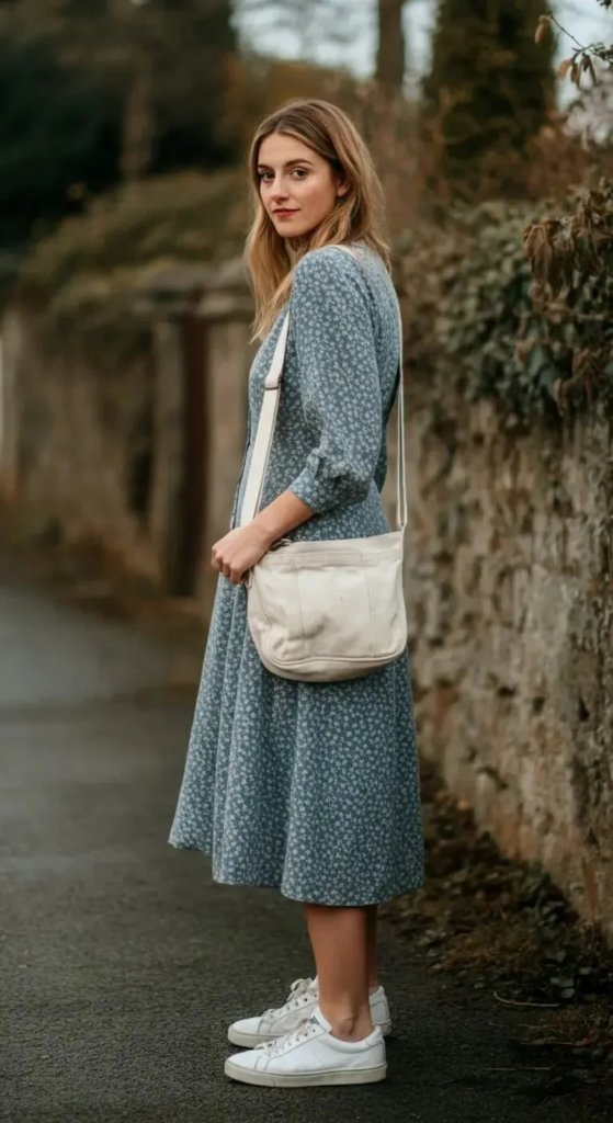 Midi Dress with Sneakers Combo
