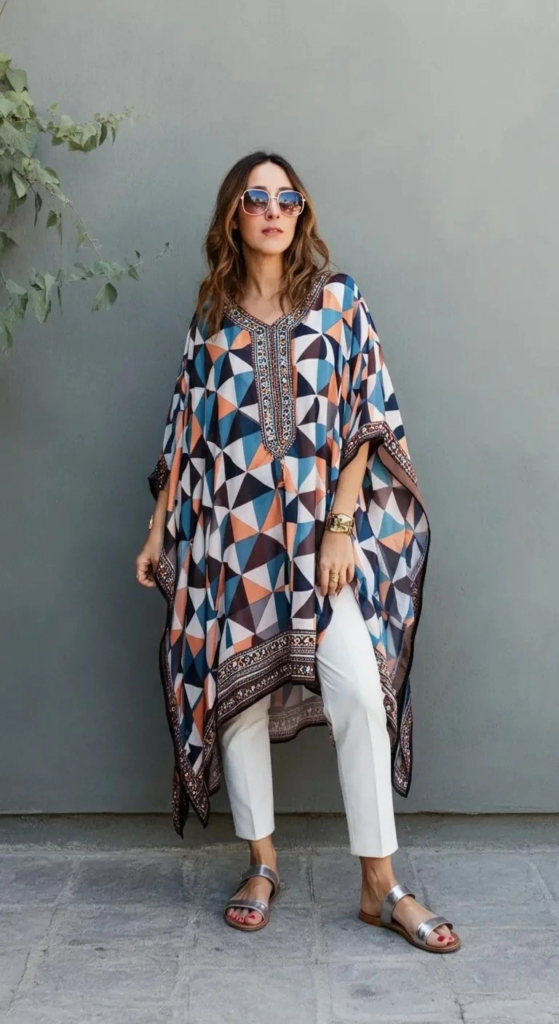 Printed Caftan with Slim Pants