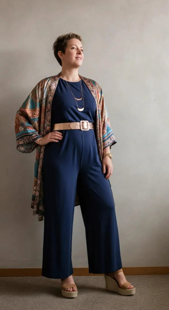 Wide-Leg Jumpsuit with Kimono