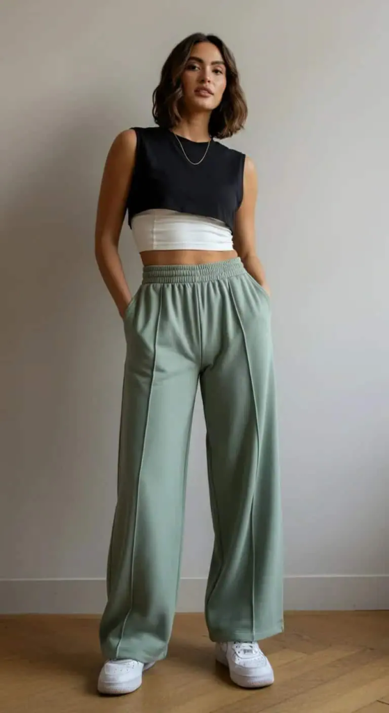 Layered Tank and Wide-Leg Track Pants