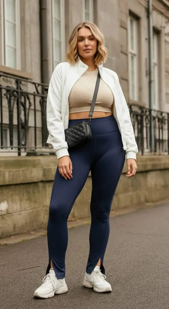 Split-Hem Leggings and Structured Sports Jacket