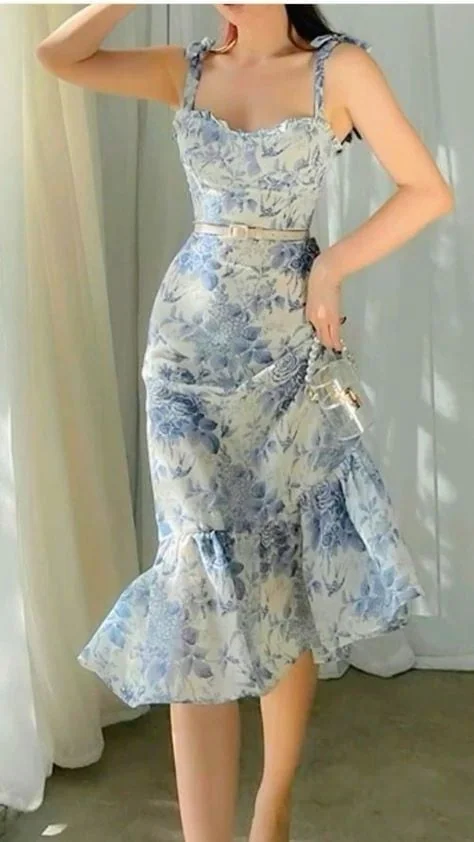 Vintage Floral Midi Dress Elegance