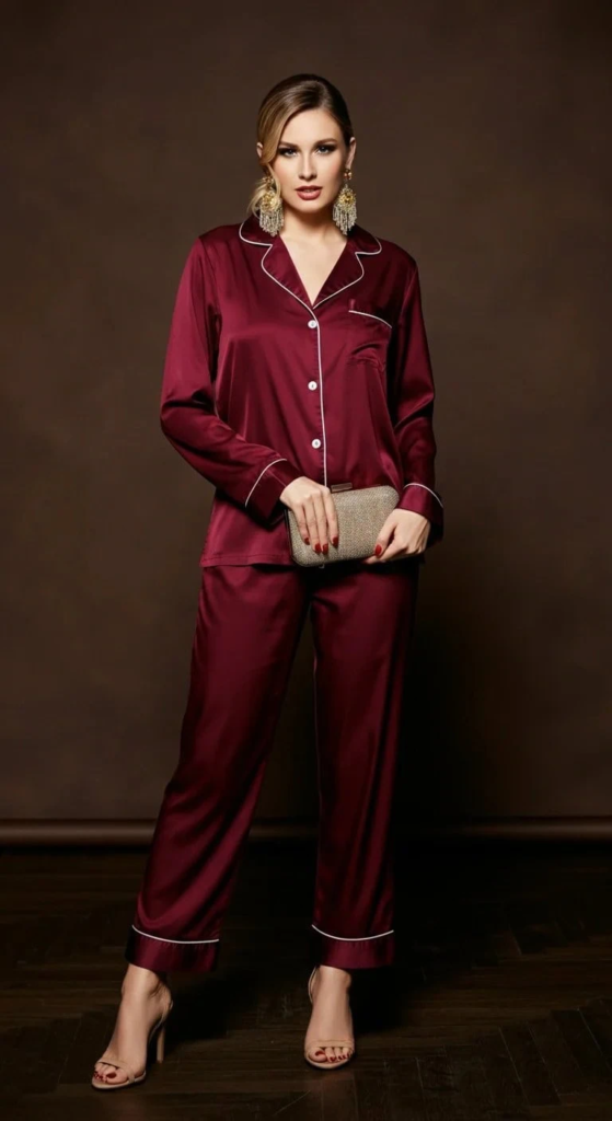 Silk Pajama Set as Eveningwear