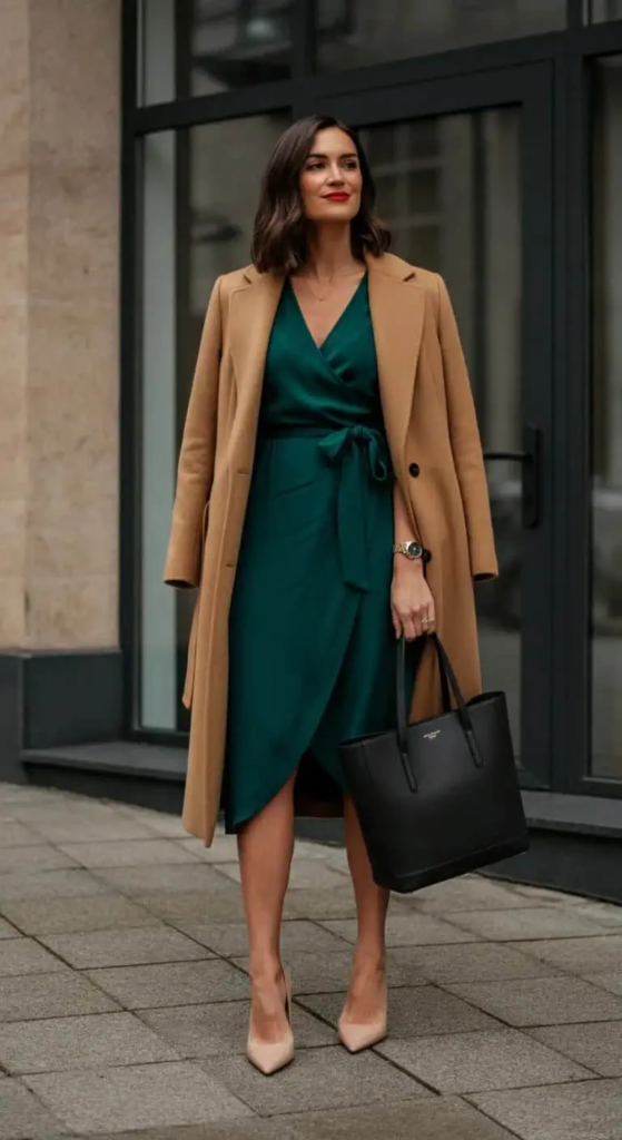 Wrap Dress with Structured Coat