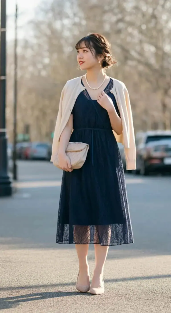 Lace Overlay Dress with Cardigan