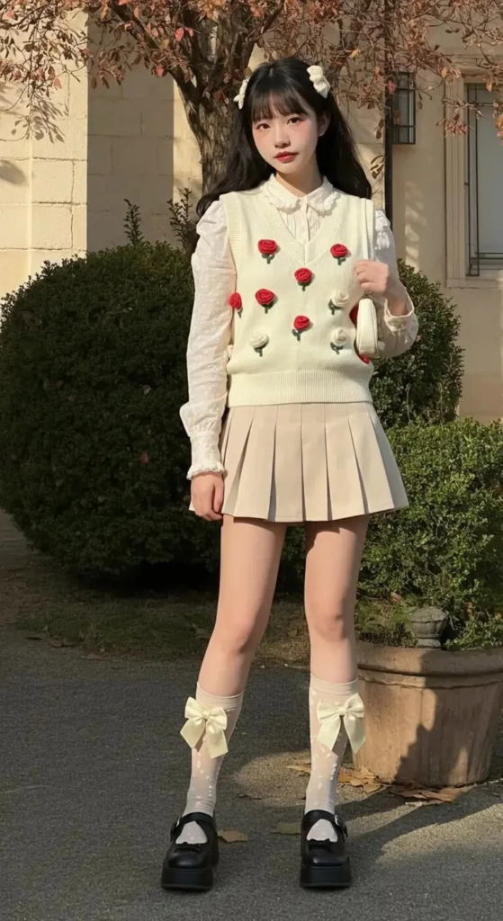 Rosette Sweater Vest Ensemble