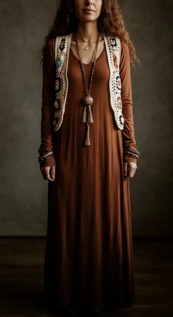 Crochet Vest with Maxi Dress