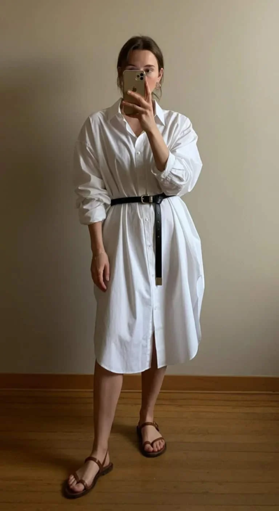 Oversized Shirt Dress with Belt