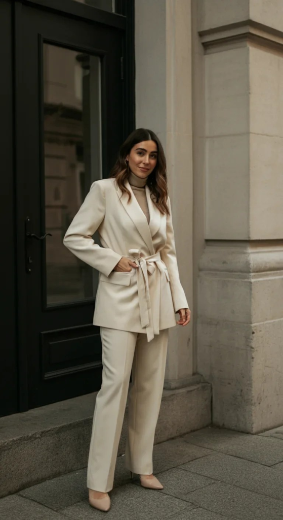 Wrap Blazer with Straight-Leg Pants
