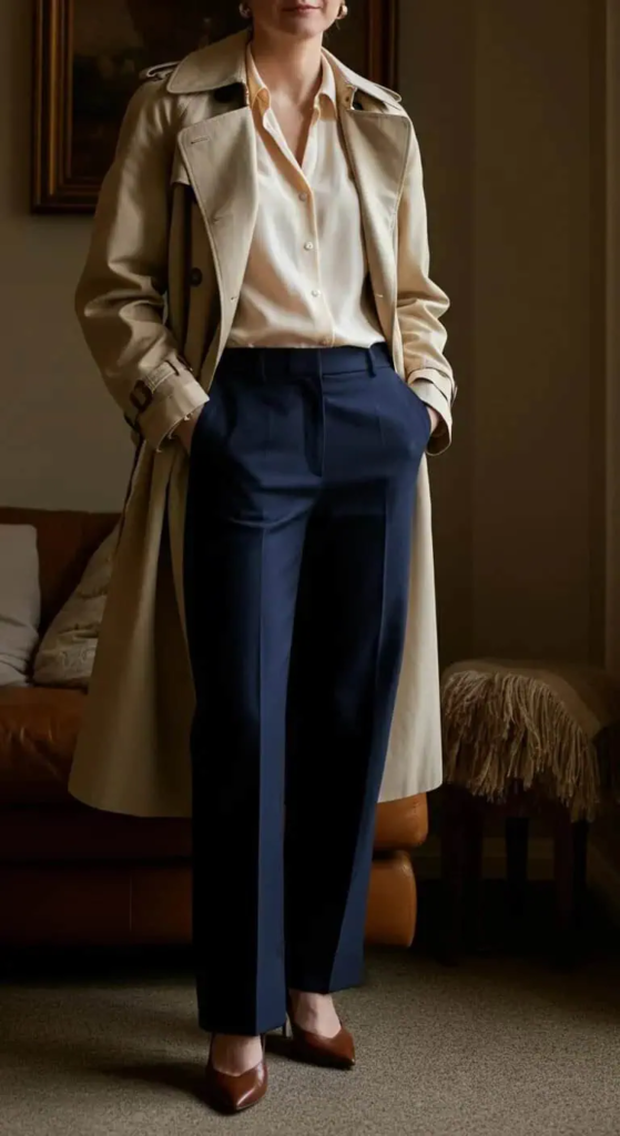 Classic Trench and Straight-Leg Trouser Look