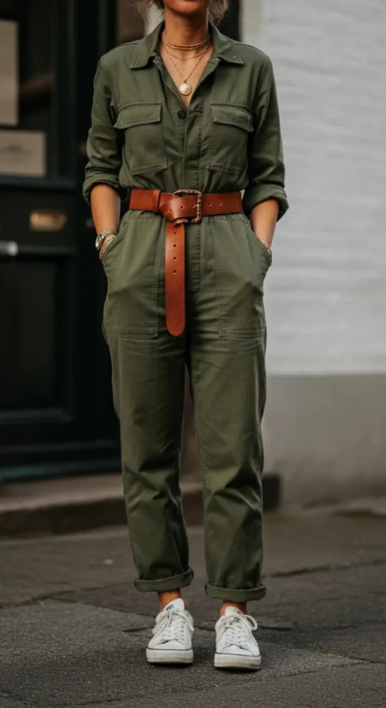 Utility Jumpsuit with Statement Belt
