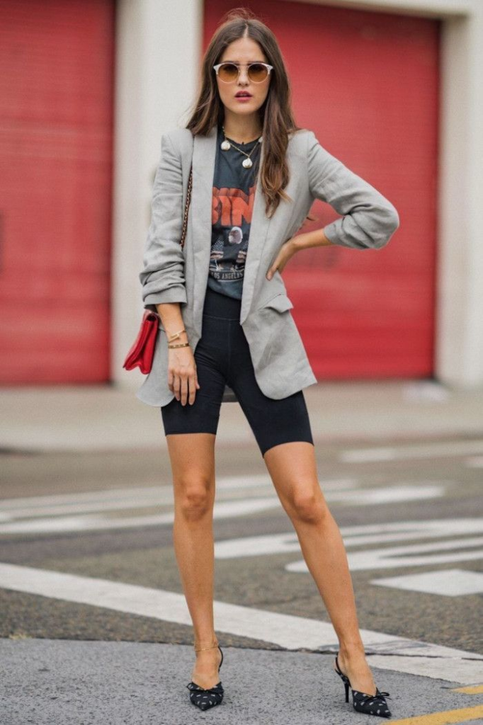 Oversized Blazer with Bike Shorts