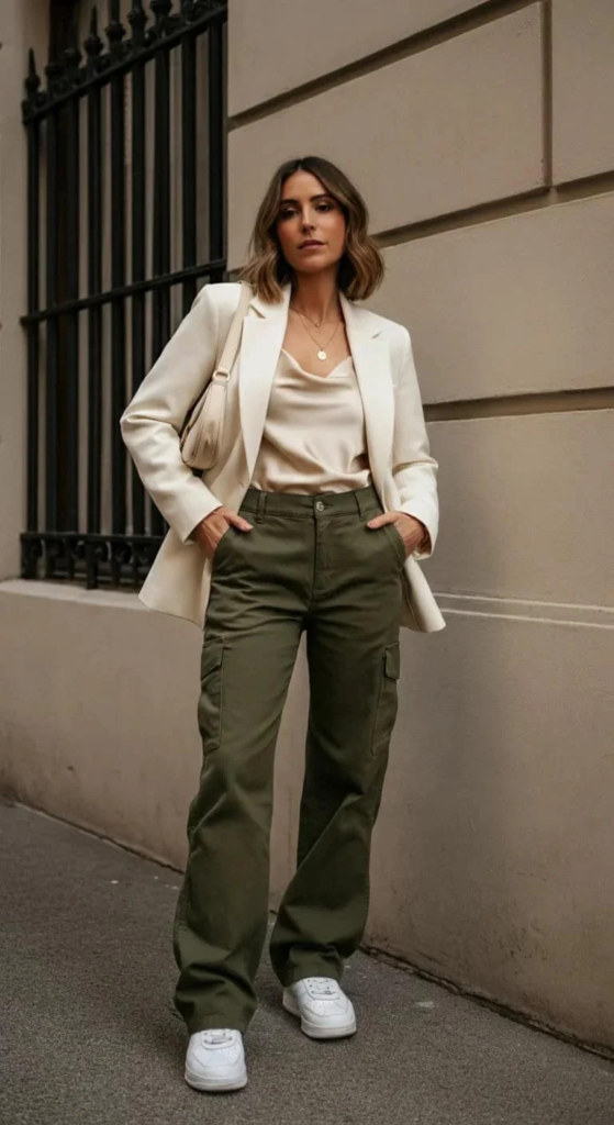 Cargo Pants with Structured Blazer
