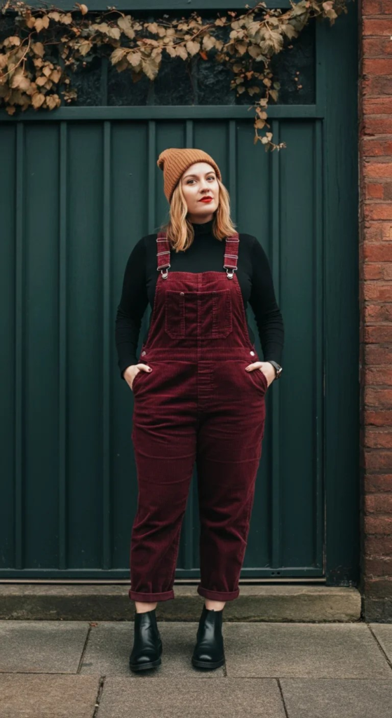 Corduroy Overalls with Turtleneck