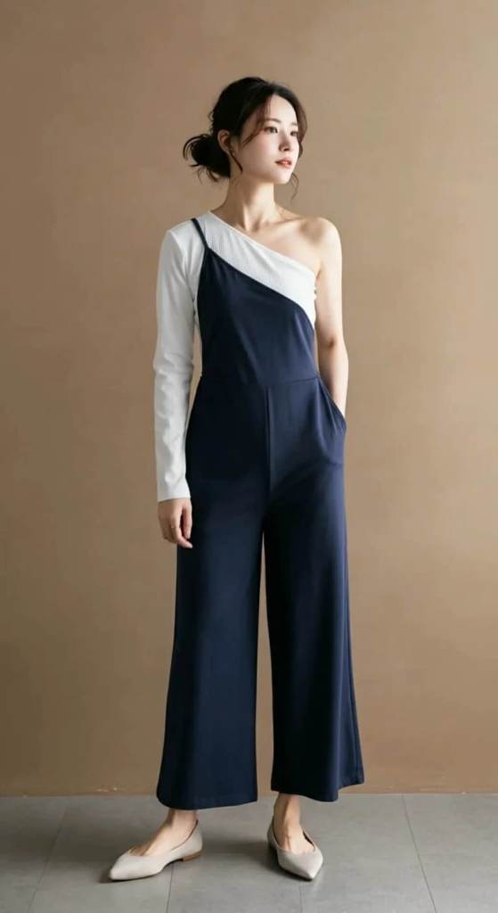Wide-Leg Jumpsuit with Asymmetric Top