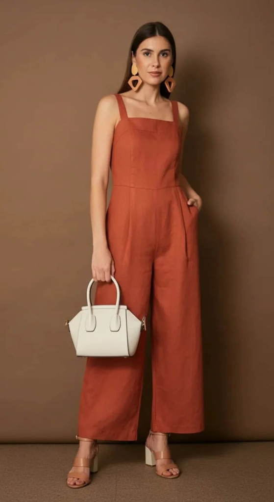 Wide-Leg Jumpsuit with Architectural Accessories