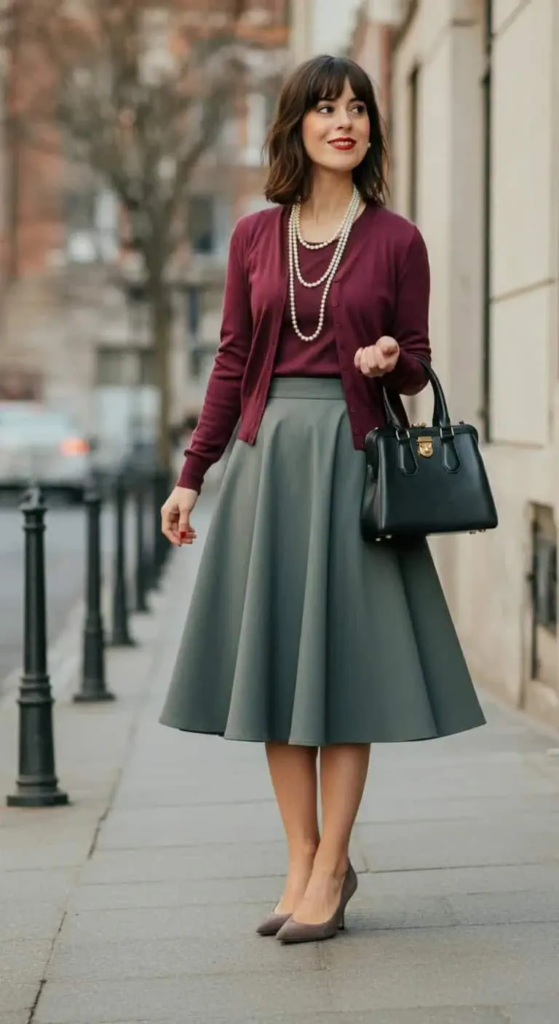 Circle Skirt and Cardigan Set