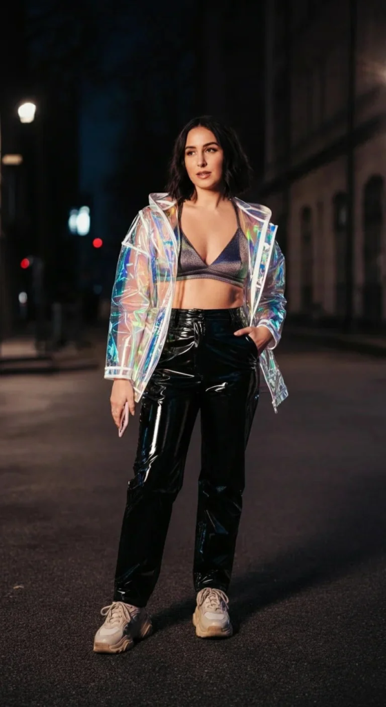 Holographic Rain Jacket and Vinyl Pants