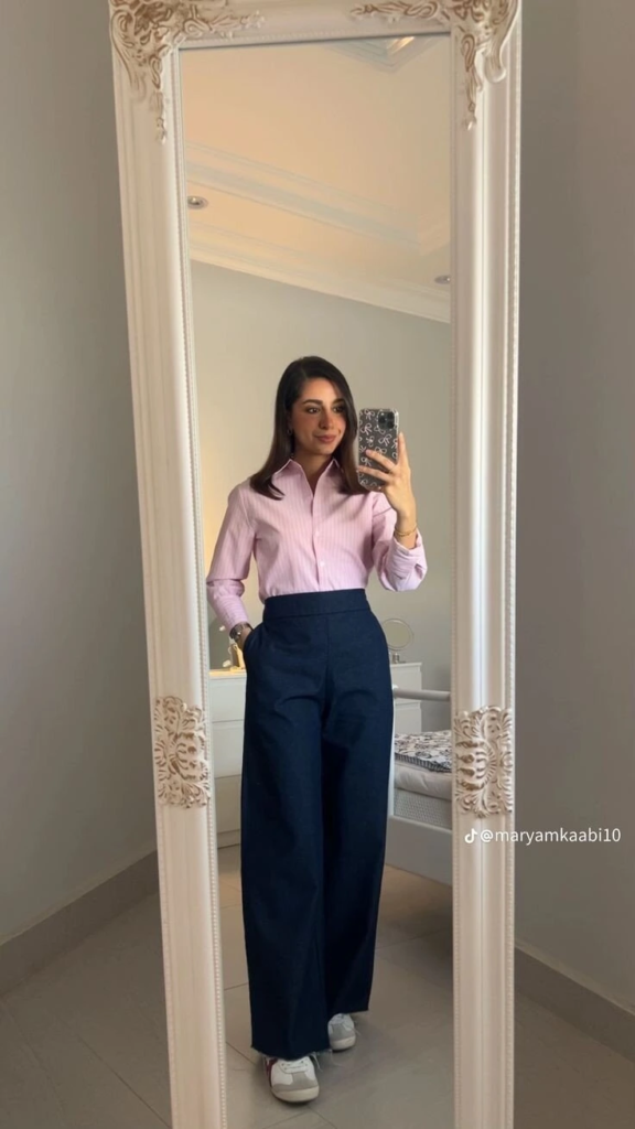 Crisp Button-Down with Wide-Leg Trousers