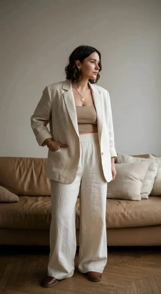 Monochrome Linen Power Suit
