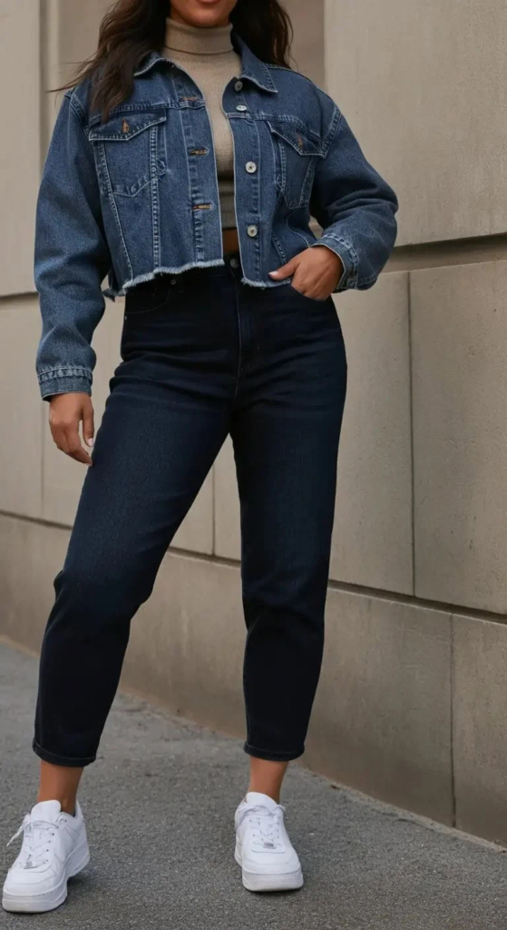 Cropped Jacket and High-Rise Jeans