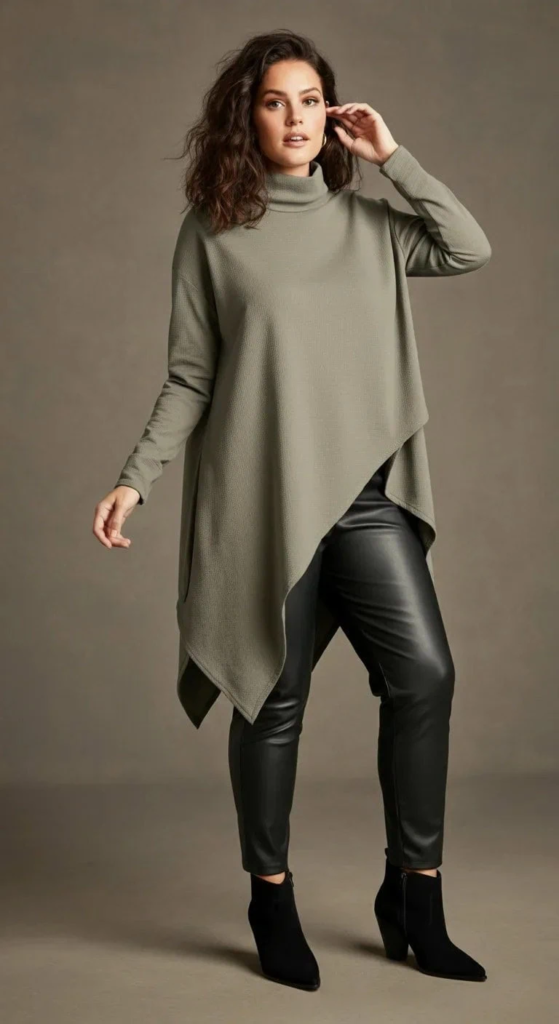 Asymmetric Tunic and Leather Leggings