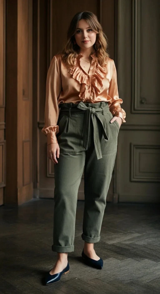 Ruffled Blouse and Paper Bag Pants