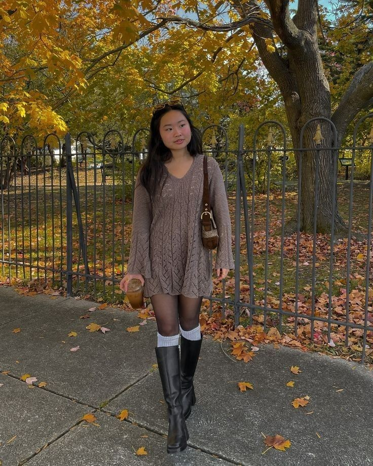 Cozy Cable Knit with Black Boots