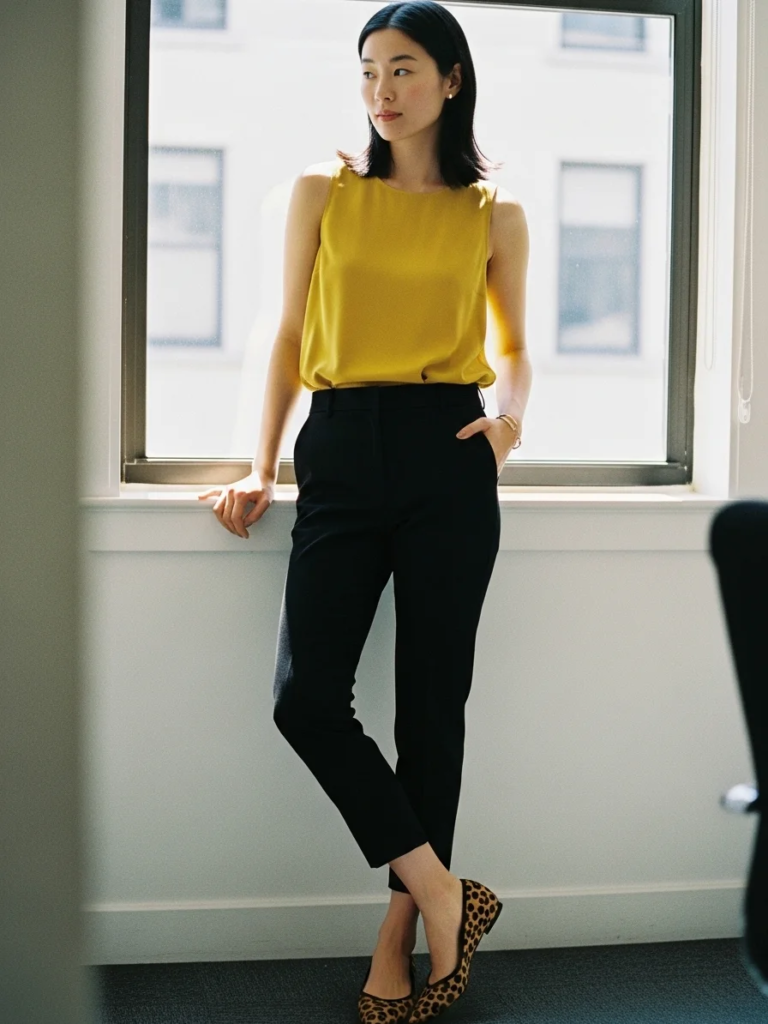 Sleeveless Shell Top with Cropped Cigarette Pants