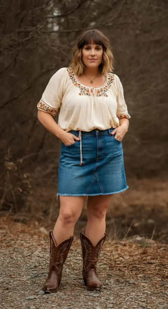 Peasant Top and Denim Skirt