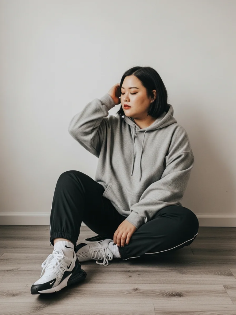 Cozy Hoodie with Trackpants and Nike 270s