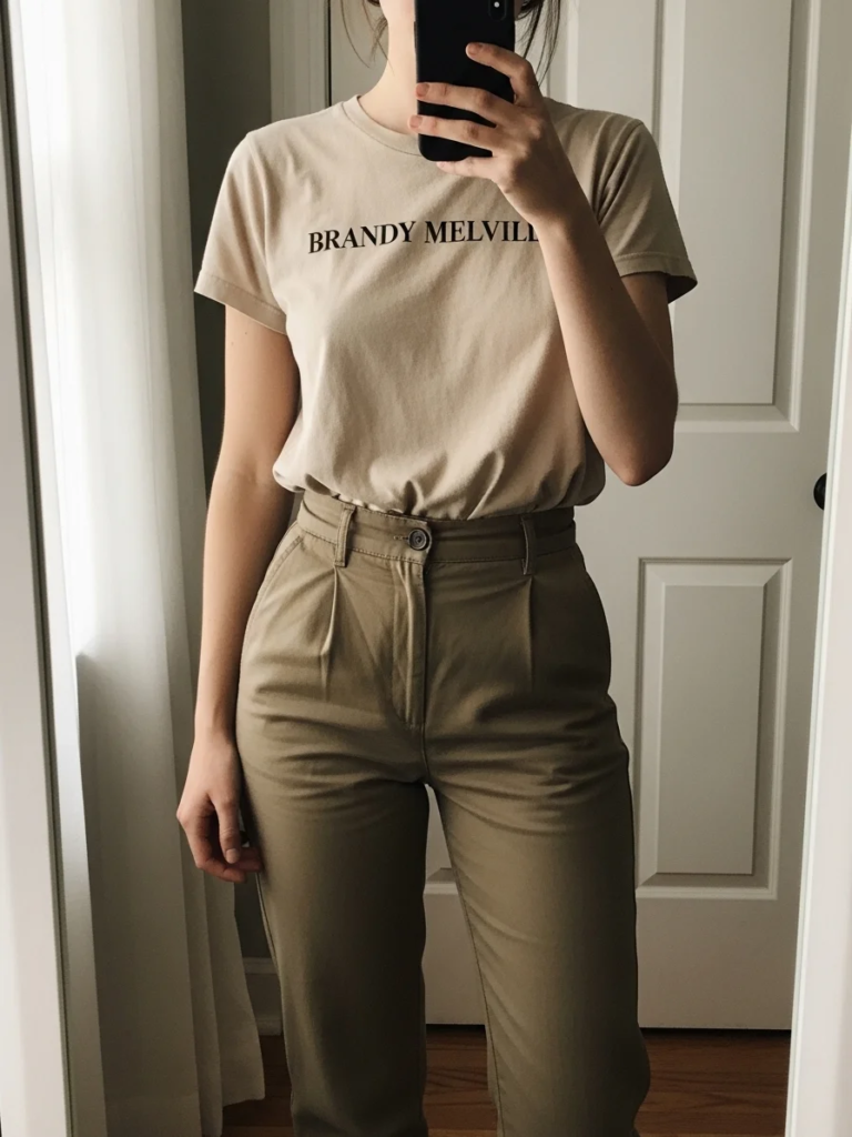 Neutral Color Palette with Brandy Melville T-shirt