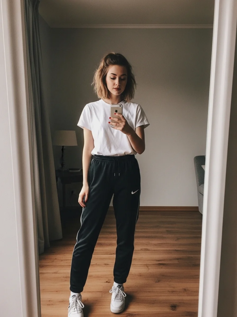 Casual Lecture Outfit with Nike Tracky Pants