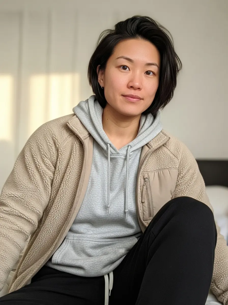 Fleece Jacket Layered over Comfortable Hoodie and Pants